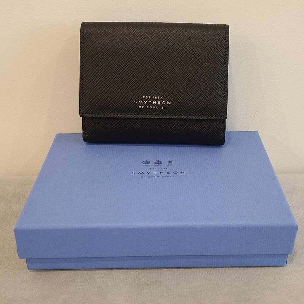 Smythson of Bond Street Compact Wallet in Black